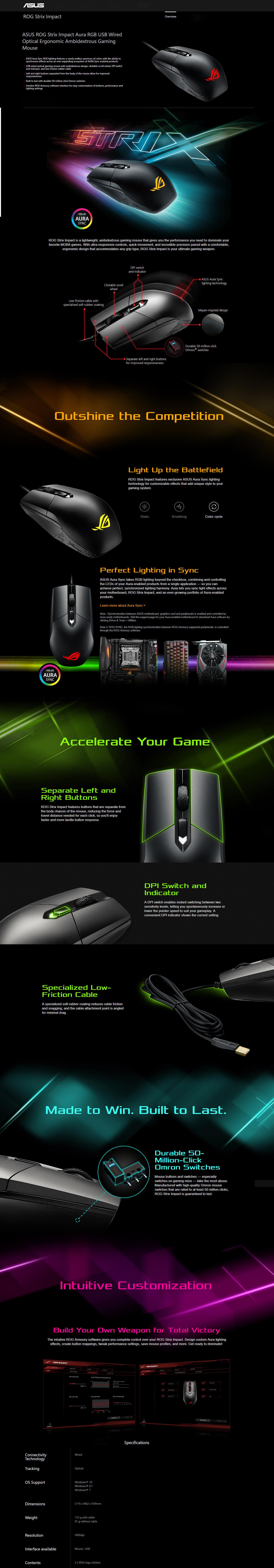  Buy Online Asus ROG Strix Impact Aura RGB USB Wired Optical Gaming Mouse (P303-ROGSTRIXIMPAC)